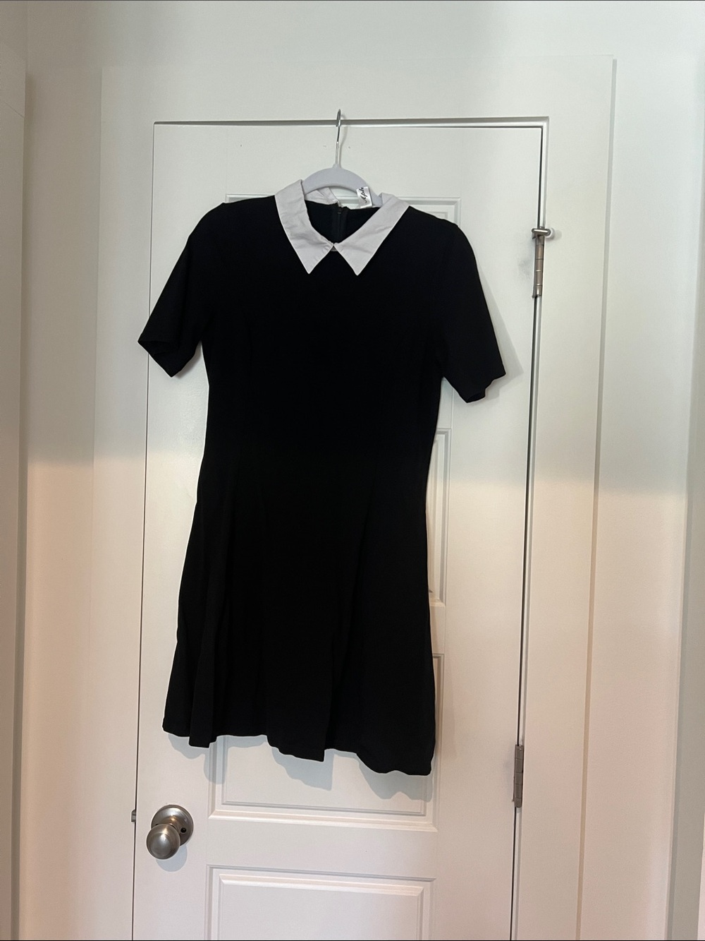 Black Short Sleeve Dress with White Peter Pan Collar